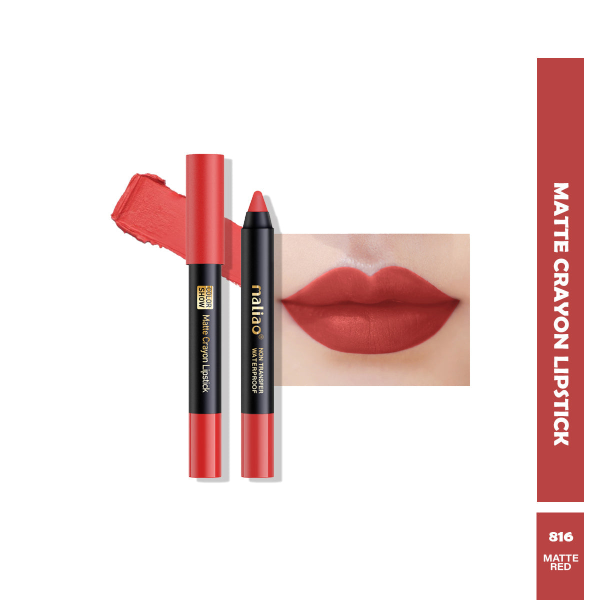 Maliao Matte Crayon Lipstick -Transfer Waterproof Color Show