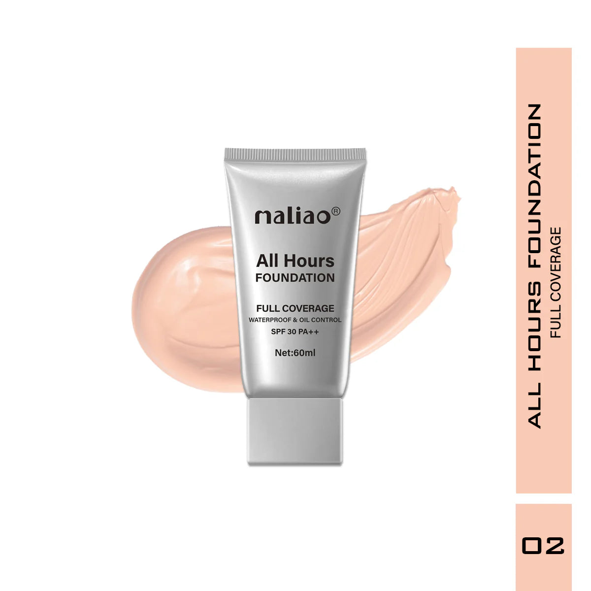 Maliao All Hours Foundation - Full Coverage, Waterproof, Oil Control, SPF 30 PA++