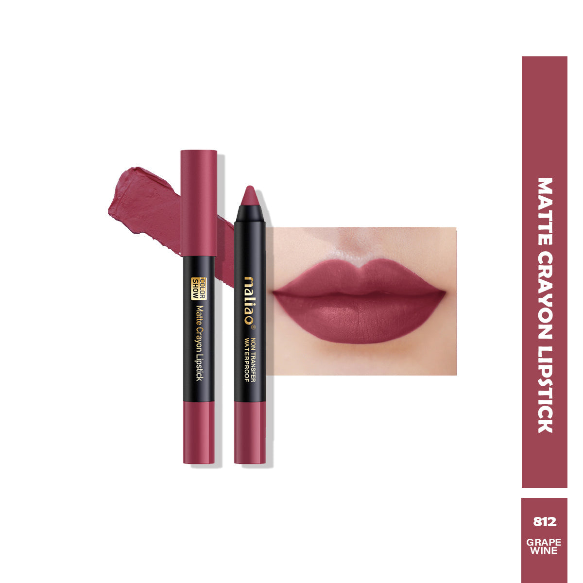 Maliao Matte Crayon Lipstick -Transfer Waterproof Color Show