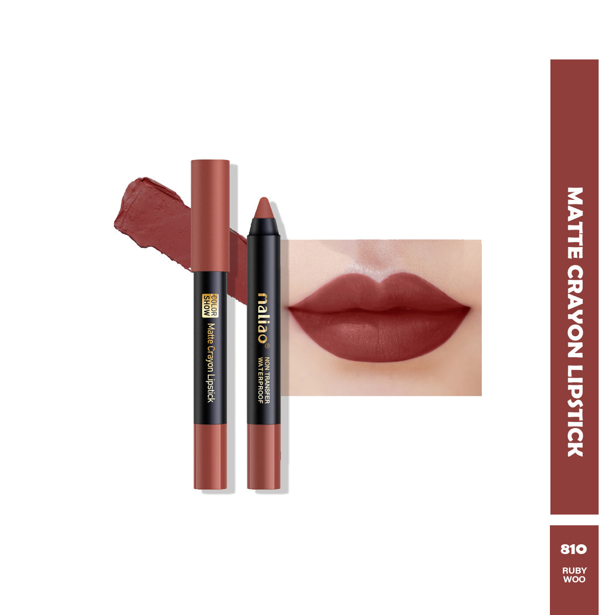 Maliao Matte Crayon Lipstick -Transfer Waterproof Color Show