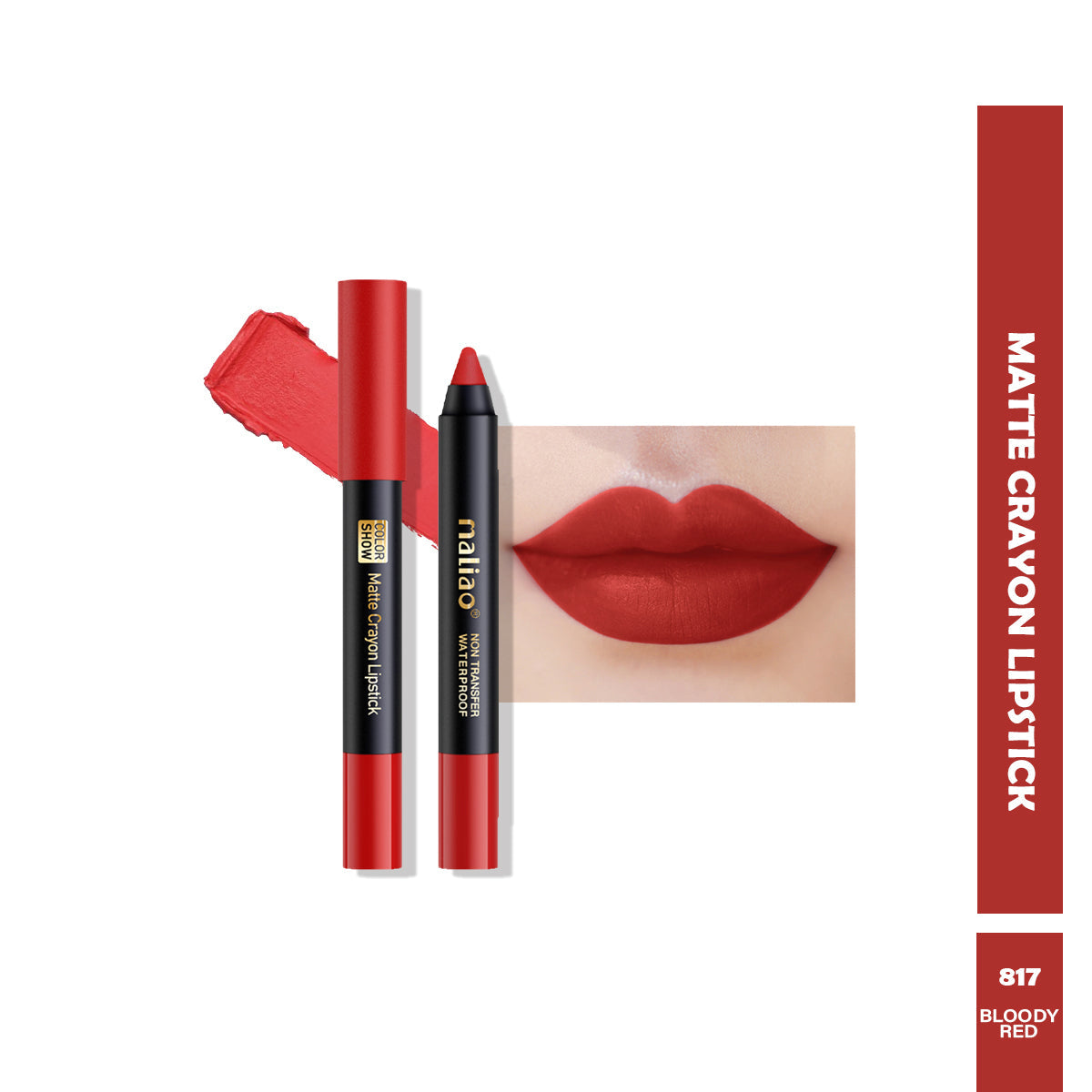 Maliao Matte Crayon Lipstick -Transfer Waterproof Color Show