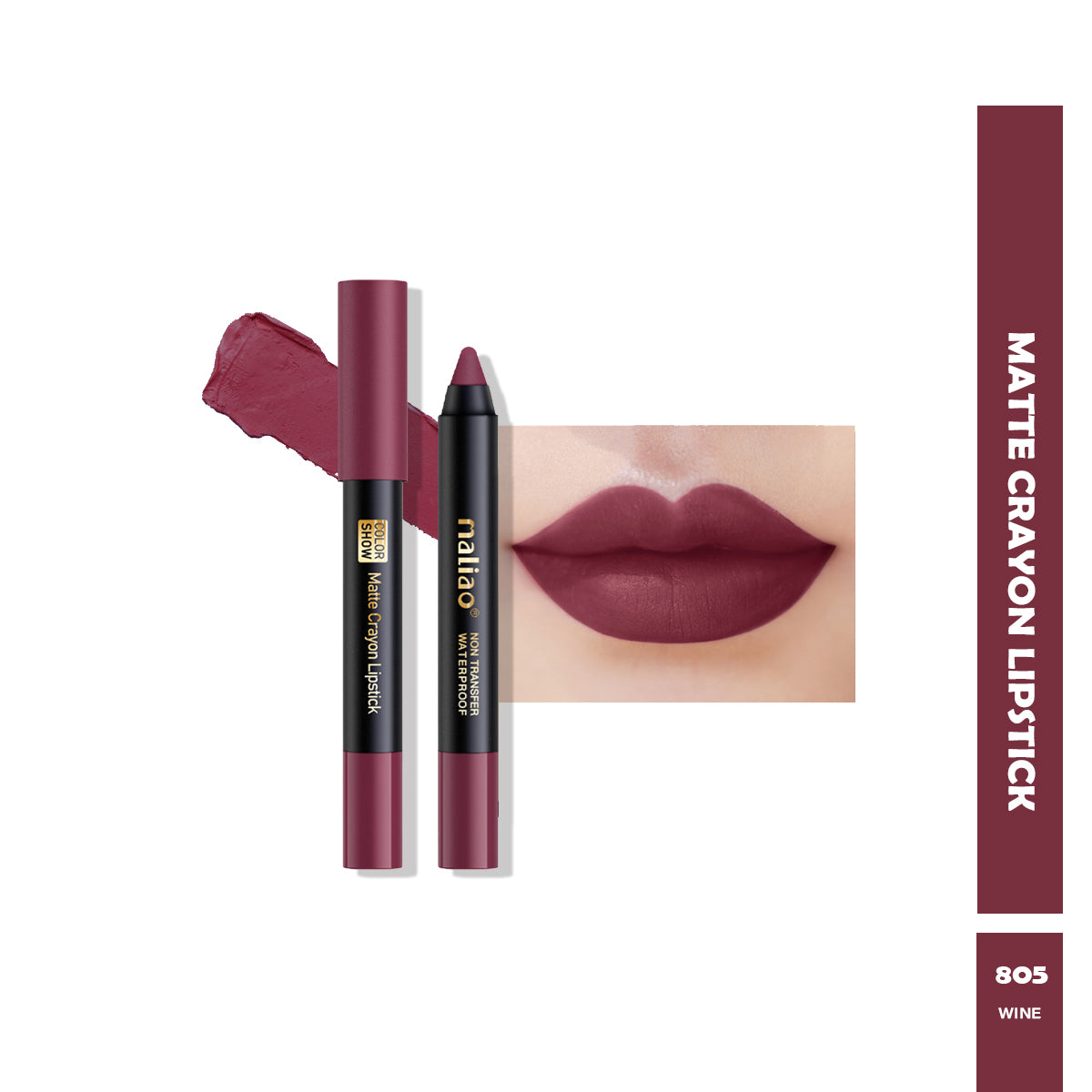 Maliao Matte Crayon Lipstick -Transfer Waterproof Color Show
