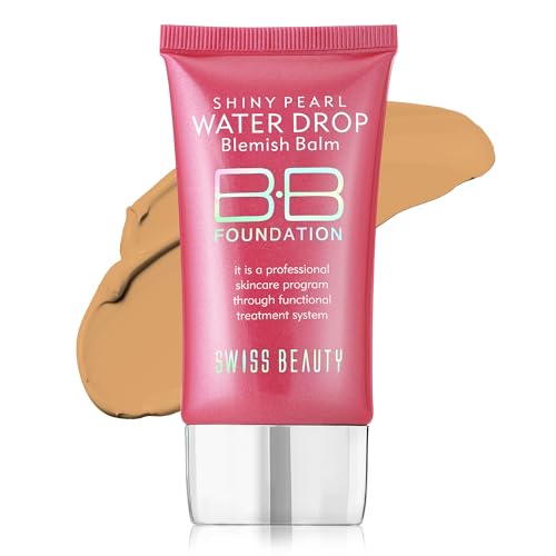 Swiss Beauty Matte Shiny Pearl Water Drop Blemish Long Lasting Balm BB Lightweight, Liquid Foundation, Face Makeup, Shade-02, 40ml