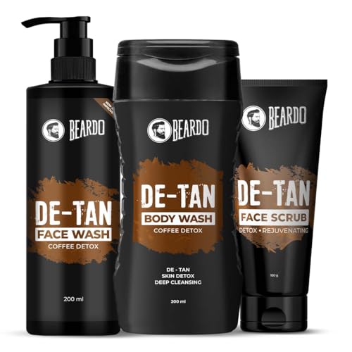 Beardo Detan Combo For Men (Set of 2) | Detan Body Wash & Detan Face Wash with Powerful Coffee Extract for Tan Removal | Hydrates & Exfoliates Men's Skin for Oil Control