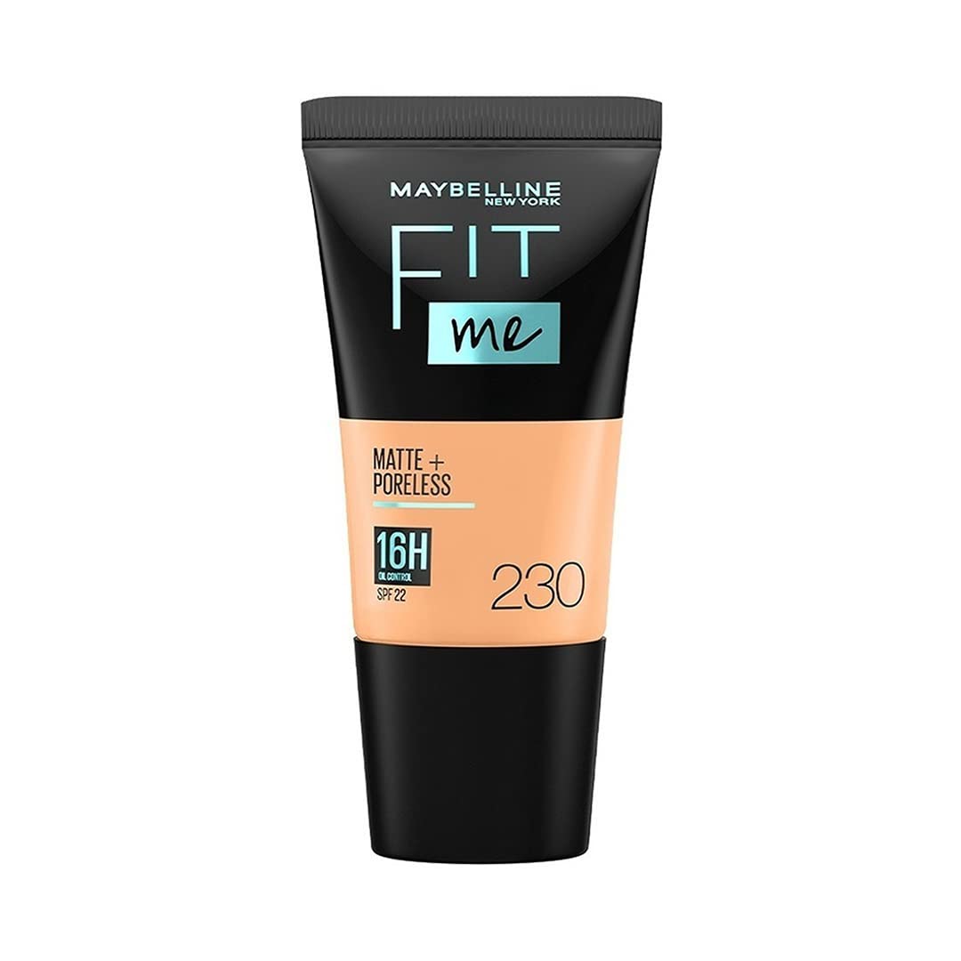 Maybelline New York Liquid Foundation, Matte & Poreless, Full Coverage Blendable Normal to Oily Skin, Fit Me, 220 Natural Beige, 18ml