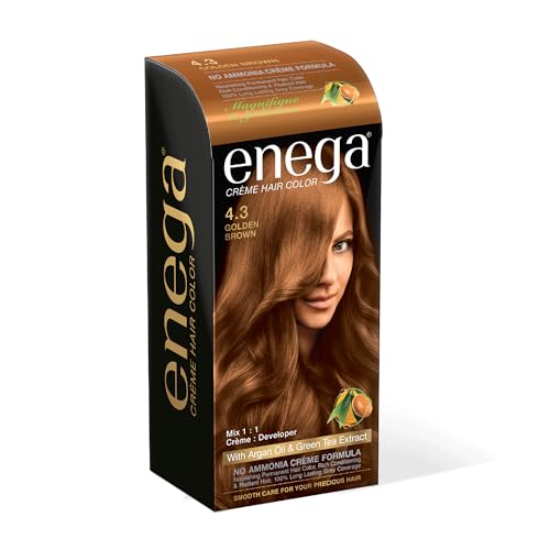 Enega No Ammonia Grey Coverage Long Lasting Creme Hair Color with Argan Oil & Green Tea Extract - Pack of 1(150 ML) (Golden Blonde)