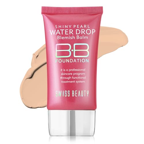 Swiss Beauty Matte Shiny Pearl Water Drop Blemish Long Lasting Balm BB Lightweight, Liquid Foundation, Face Makeup, Shade-02, 40ml
