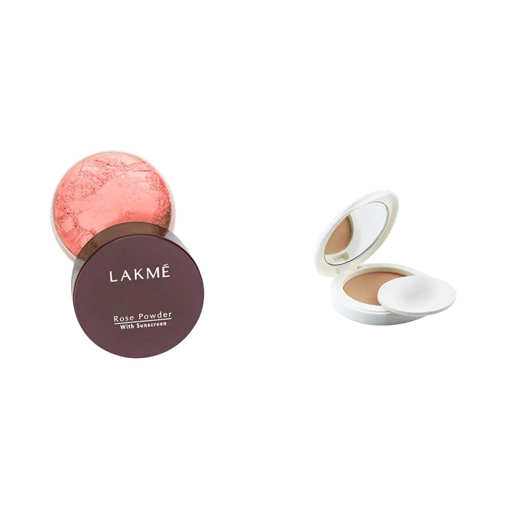 Lakme Rose Loose Face Powder with Sunscreen, Warm Pink, Face Makeup for a Rosy Glow - Matte Finish for Oily Skin Control, 40 g