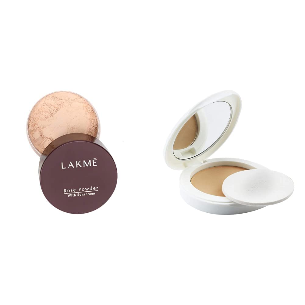 Lakme Rose Loose Face Powder with Sunscreen, Warm Pink, Face Makeup for a Rosy Glow - Matte Finish for Oily Skin Control, 40 g