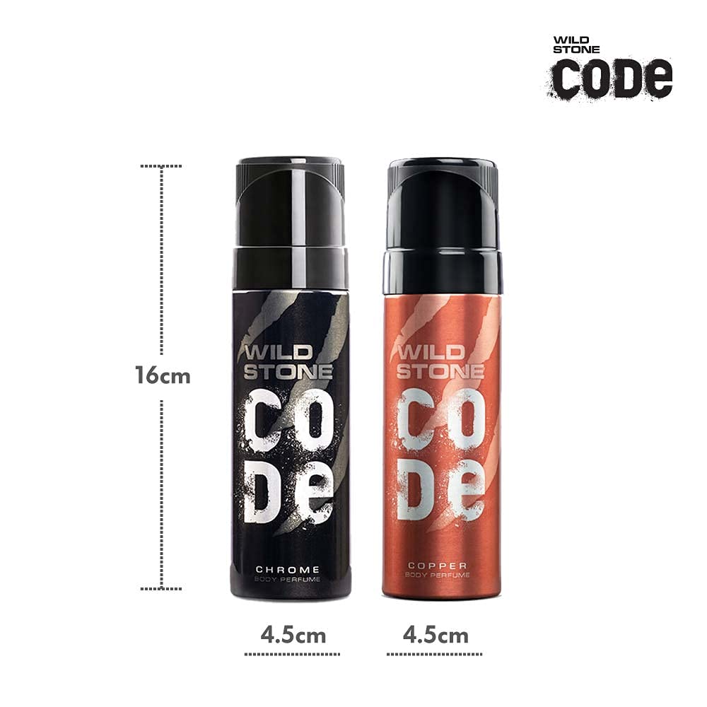 WILD STONE CODE Titanium Long Lasting No Gas Body Perfume For Men, 150Ml, Spray