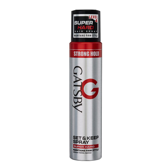 Gatsby Japan Set And Keep Hair Spray Super Hard, 250ml | Quick Drying, Long Lasting Hold, No Flaking & Natural Shine | Non Sticky & Easy Wash Off | Styling Hair Spray