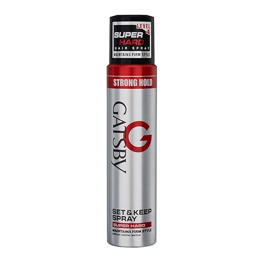 Gatsby Japan Set And Keep Hair Spray Super Hard, 250ml | Quick Drying, Long Lasting Hold, No Flaking & Natural Shine | Non Sticky & Easy Wash Off | Styling Hair Spray