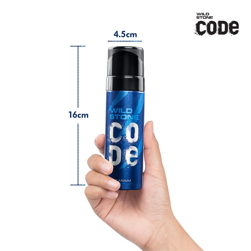 WILD STONE CODE Titanium Long Lasting No Gas Body Perfume For Men, 150Ml, Spray