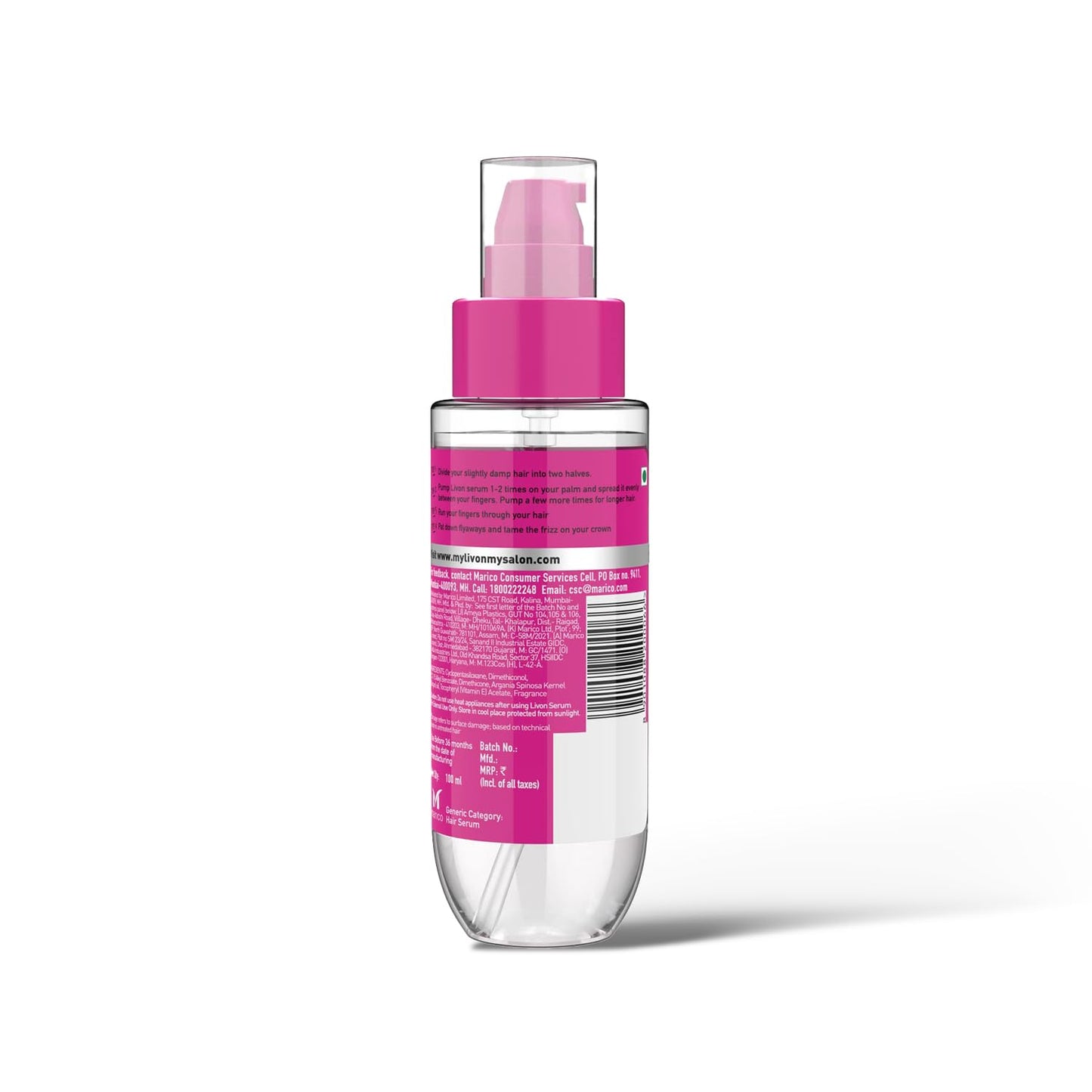 Livon Hair Serum, For Dry & Frizzy Hair | Provides shine , smoothness & damage protection| Leave in serum for women & Men| With Vitamin E & Argan Oil | 100ml