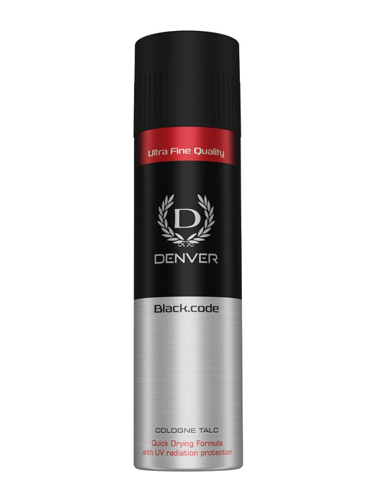 DENVER Black Code Cologne Talc - 300GM | Scented Talcum Powder for Men