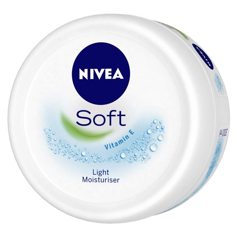 NIVEA Soft Light Moisturizer, 300 ml, for Face, Hand & Body, Non-Greasy Cream with Vitamin E & Jojoba Oil for Instant Hydration