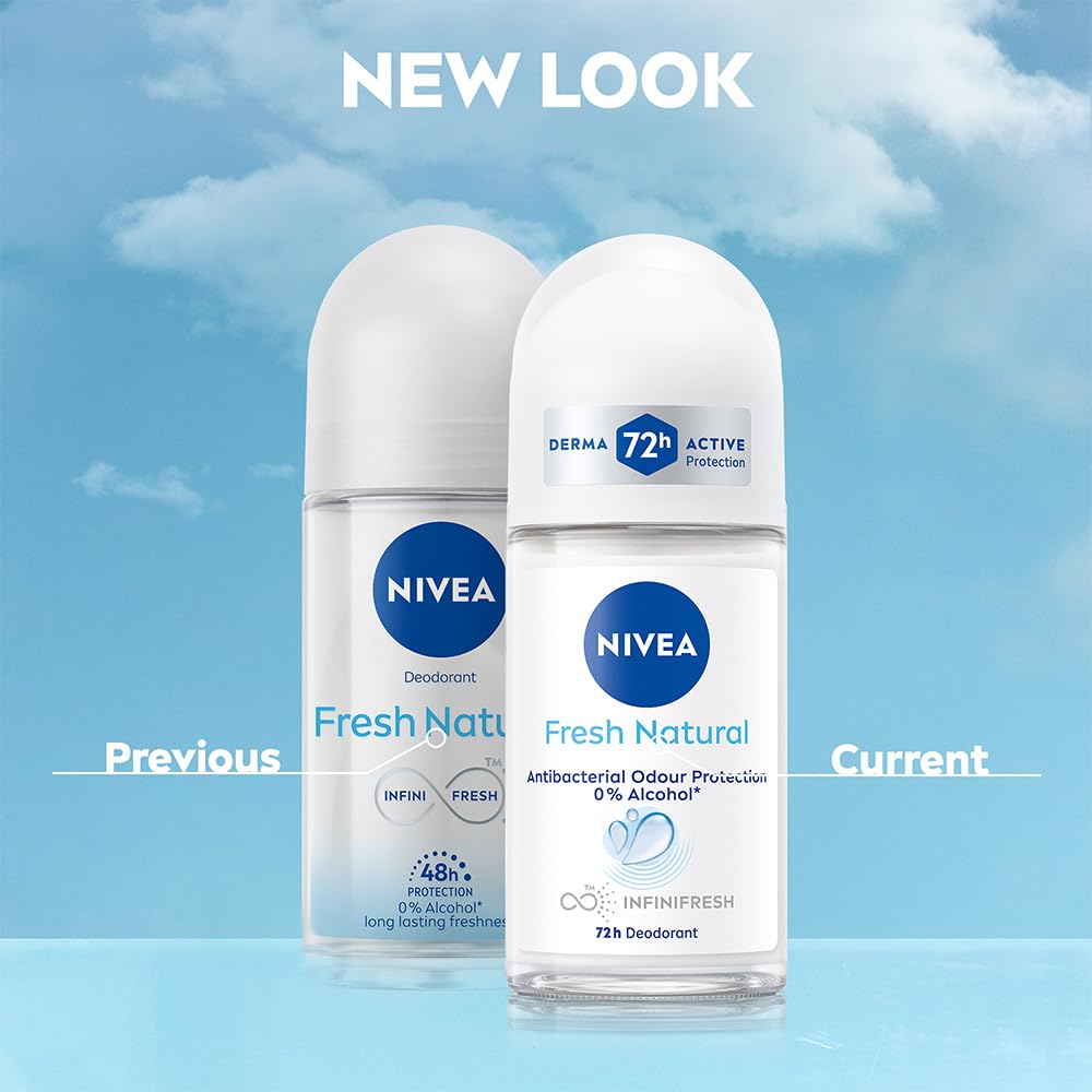 NIVEA Pearl and Beauty 50ml Deo Roll On | With Pearl Extracts & Avocado Oil| 72 H Smooth & Beautiful Underarms | 0% Alcohol | For Women