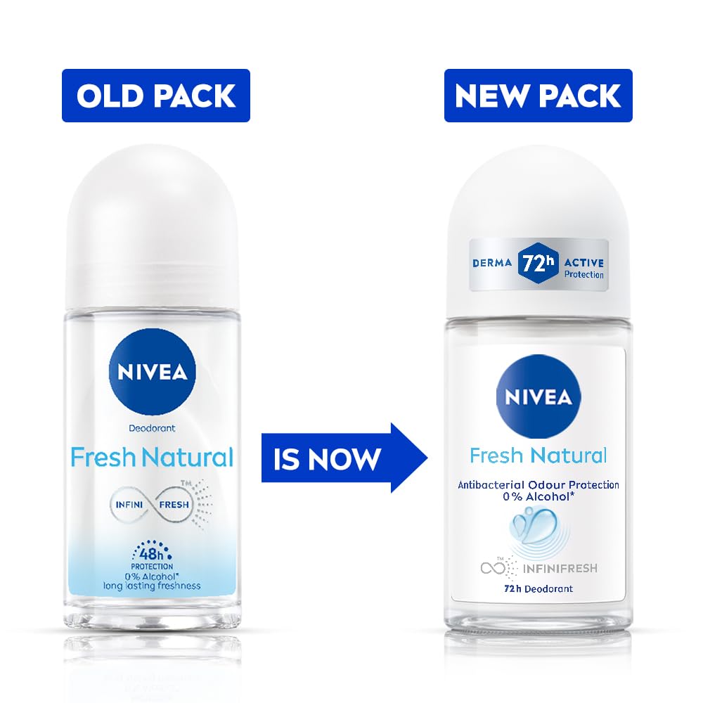 NIVEA Pearl and Beauty 50ml Deo Roll On | With Pearl Extracts & Avocado Oil| 72 H Smooth & Beautiful Underarms | 0% Alcohol | For Women