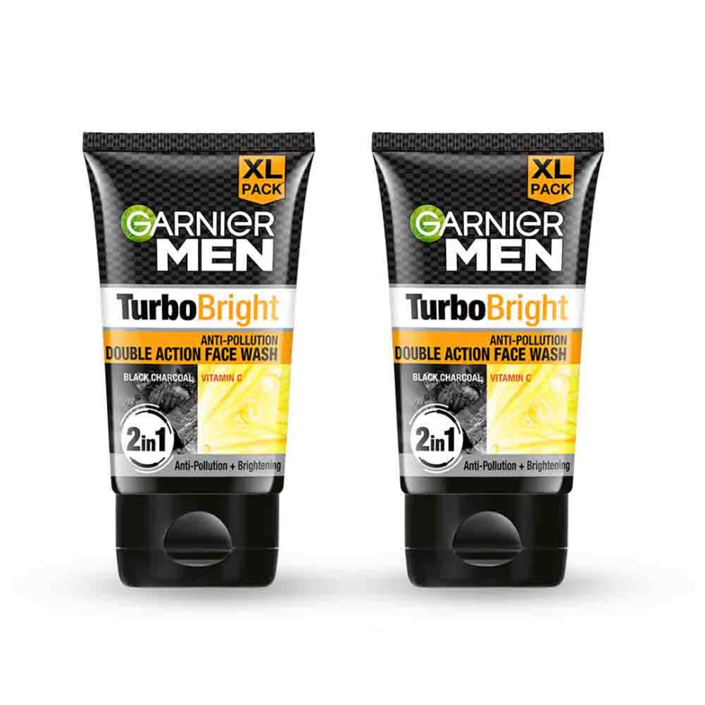 Garnier Men, Face Wash, Brightening & Anti-Pollution, TurboBright Double Action, 100 g