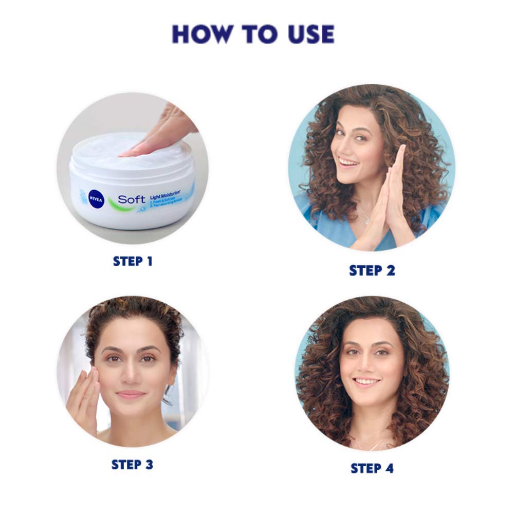 NIVEA Soft Light Moisturizer, 300 ml, for Face, Hand & Body, Non-Greasy Cream with Vitamin E & Jojoba Oil for Instant Hydration