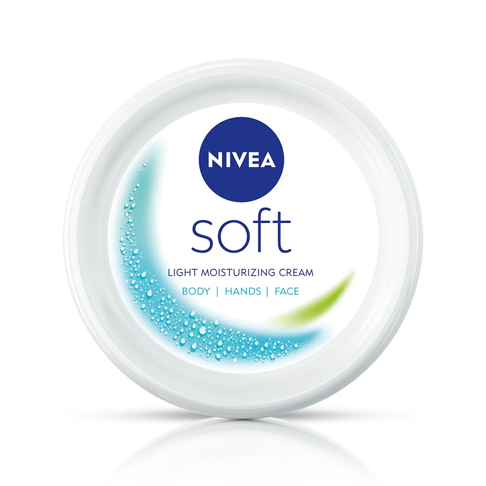 NIVEA Soft Light Moisturizer, 300 ml, for Face, Hand & Body, Non-Greasy Cream with Vitamin E & Jojoba Oil for Instant Hydration