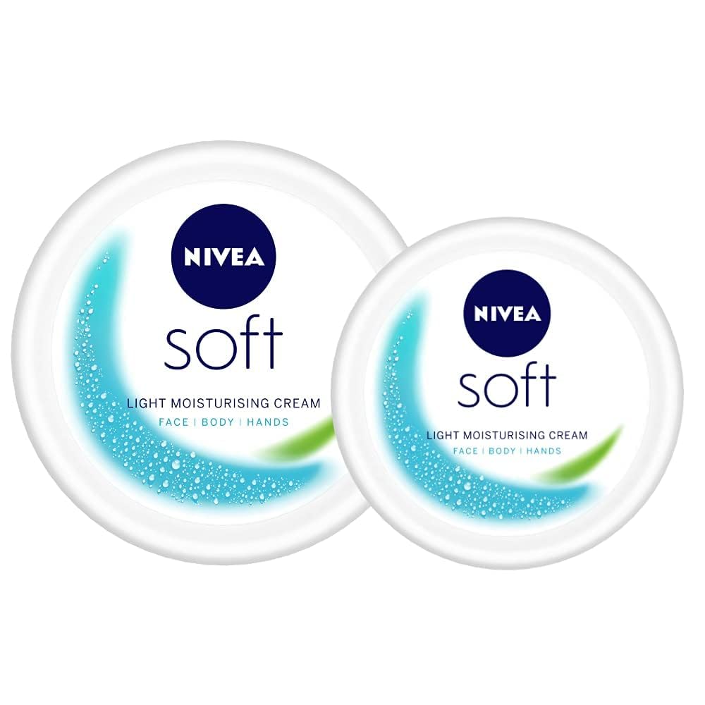 NIVEA Soft Light Moisturizer, 300 ml, for Face, Hand & Body, Non-Greasy Cream with Vitamin E & Jojoba Oil for Instant Hydration