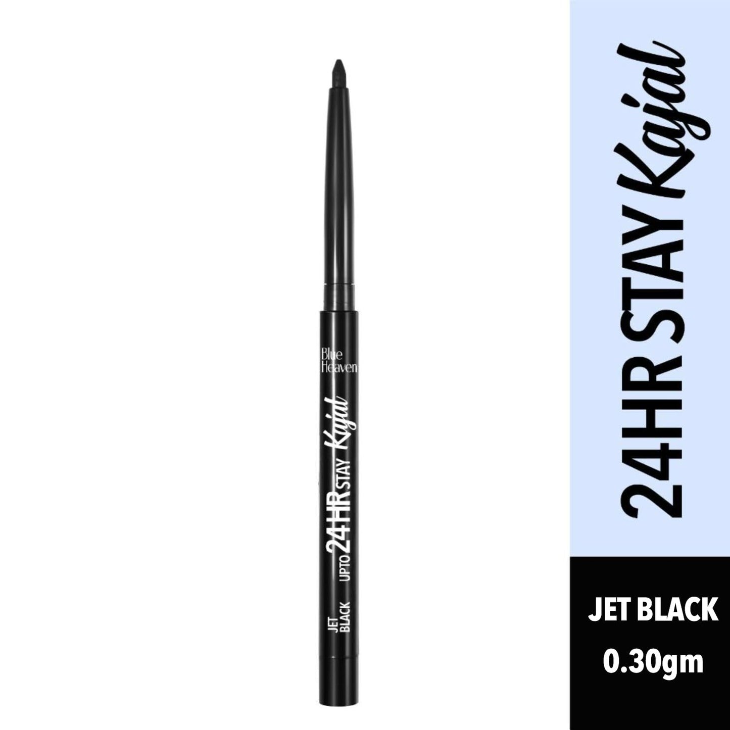 Blue Heaven 24Hr Stay Matte Pencil Kajal Black Waterproof, Deep Black, Long Lasting And Smudge Proof Eye Makeup, 0.30Gm