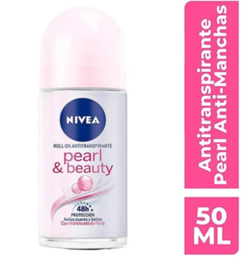 NIVEA Pearl and Beauty 50ml Deo Roll On | With Pearl Extracts & Avocado Oil| 72 H Smooth & Beautiful Underarms | 0% Alcohol | For Women