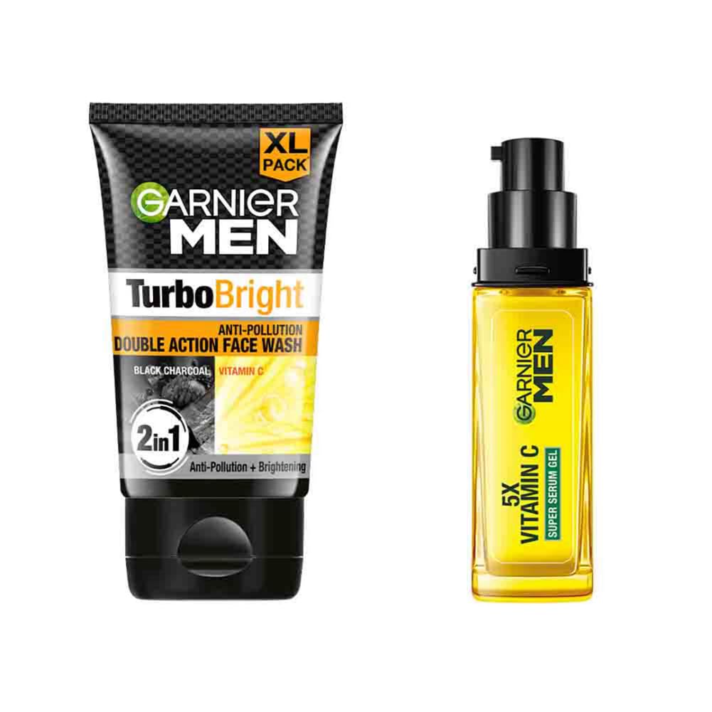 Garnier Men, Face Wash, Brightening & Anti-Pollution, TurboBright Double Action, 100 g