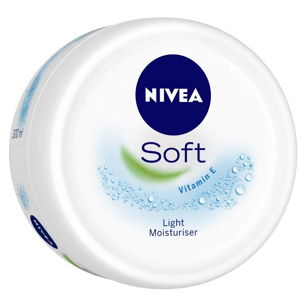 NIVEA Soft Light Moisturizer, 300 ml, for Face, Hand & Body, Non-Greasy Cream with Vitamin E & Jojoba Oil for Instant Hydration