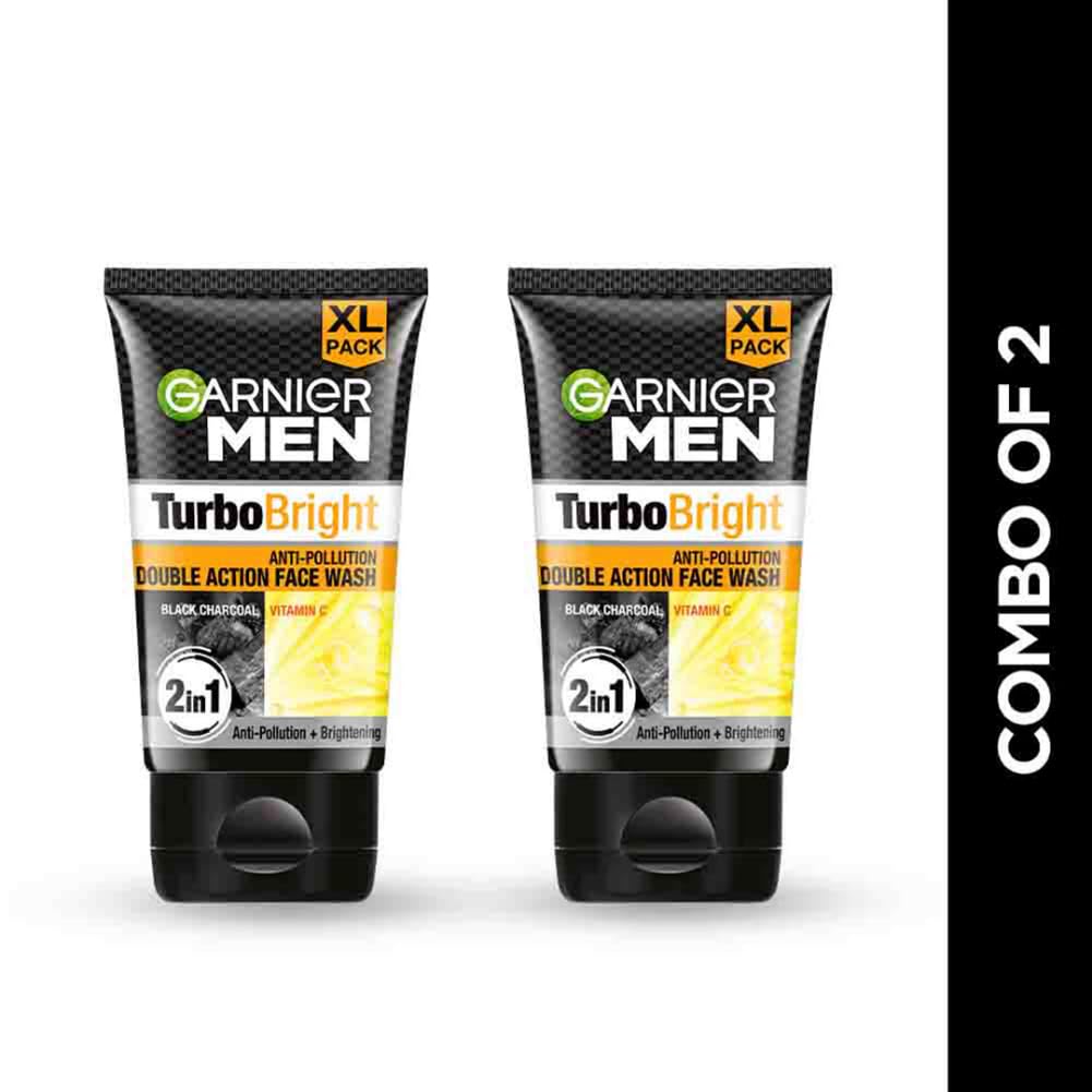 Garnier Men, Face Wash, Brightening & Anti-Pollution, TurboBright Double Action, 100 g