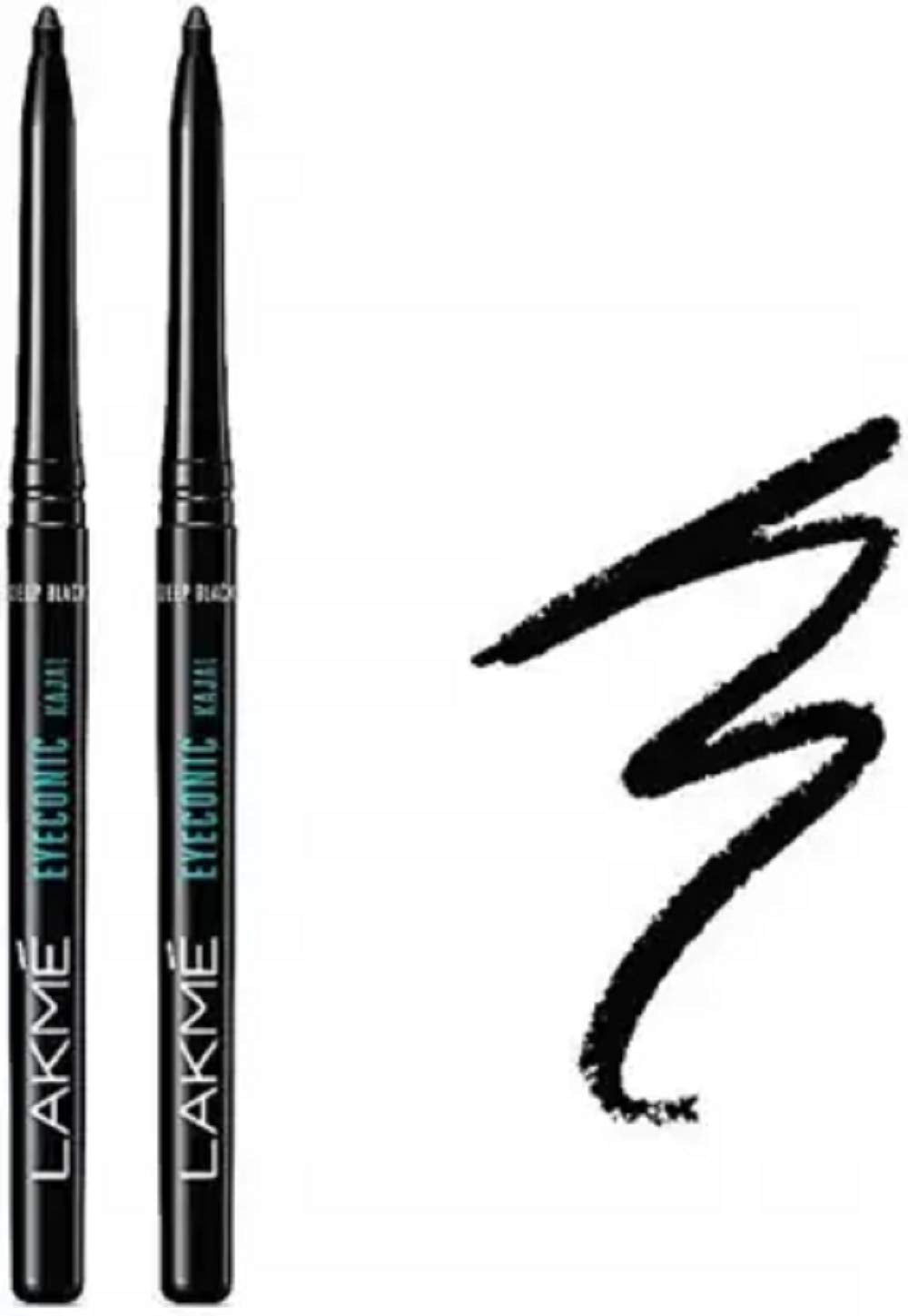 LAKMÉ Eyeconic Black Kajal 0.35 g (Combo Pack of 2) Matte Kohl Liner in a Twist Up Pencil - Waterproof, Smudge Proof & Long Lasting Eye Makeup