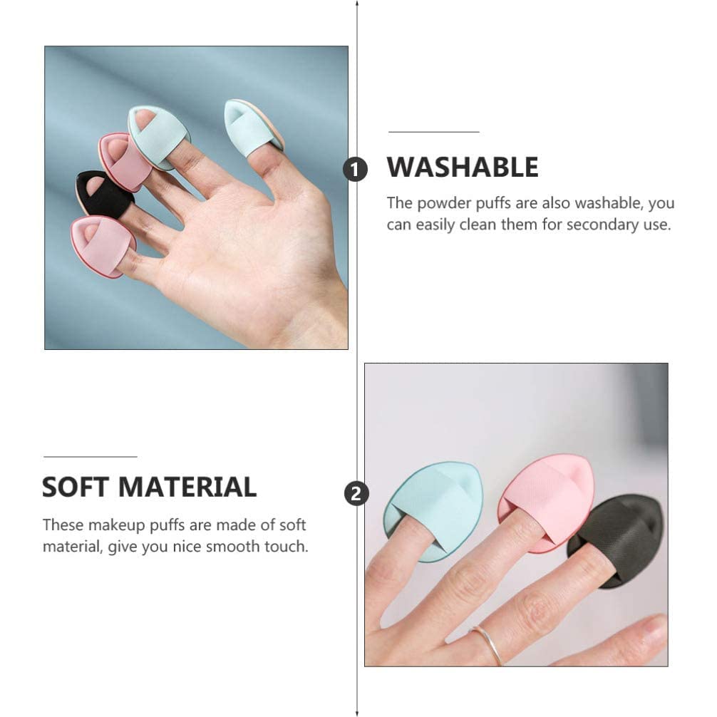 Mini Finger Powder Puff 4 pcs Finger Makeup finger beauty blender Sponges, Mini Soft Cosmetic Finger Puff, Perfect for Foundation, BB Cushion, Cream, Concealer