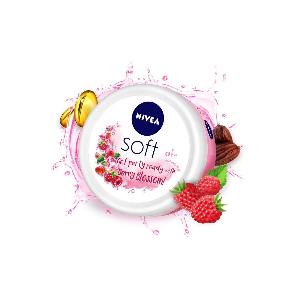 NIVEA Soft Light Moisturizer, 300 ml, for Face, Hand & Body, Non-Greasy Cream with Vitamin E & Jojoba Oil for Instant Hydration