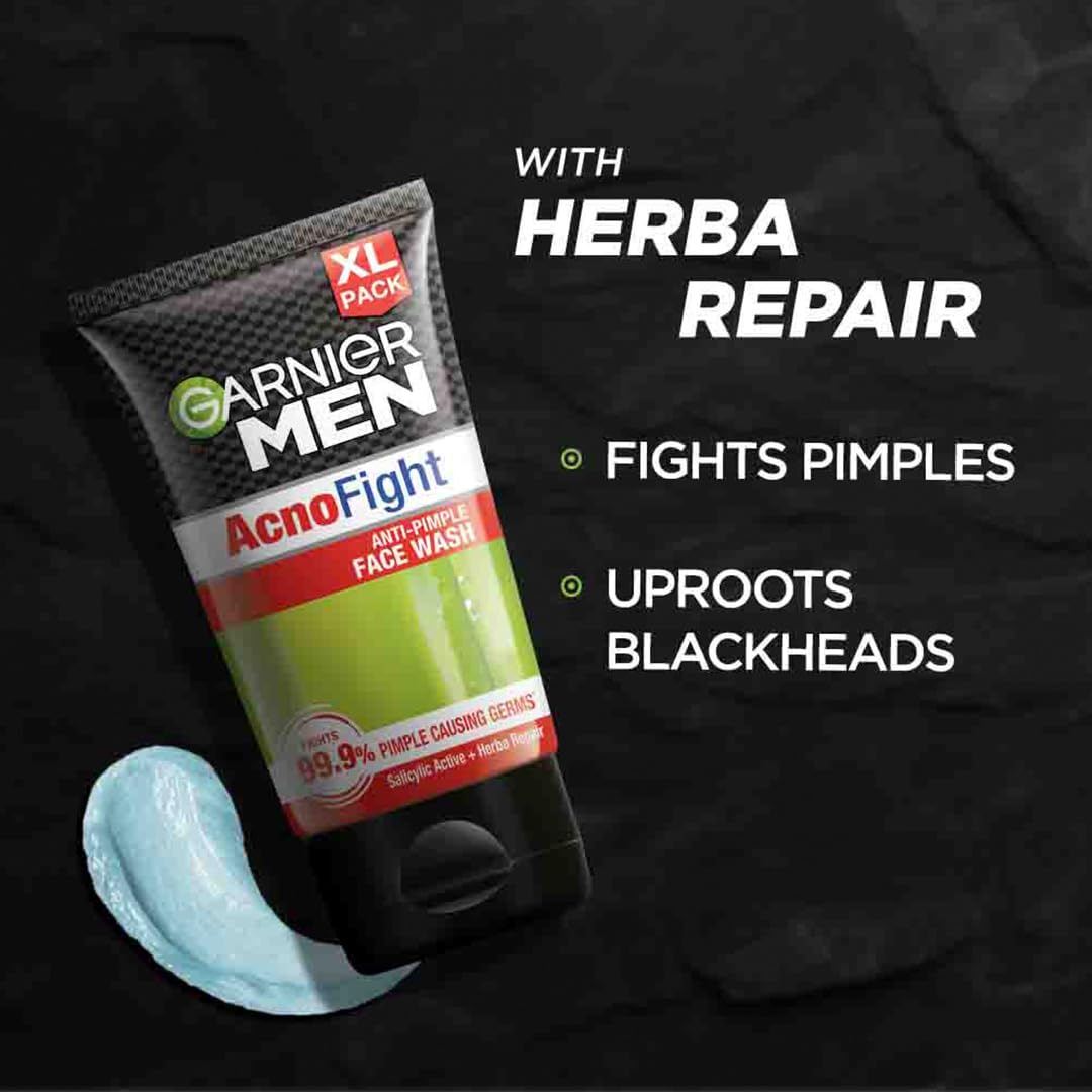 Garnier Men, Anti-Pimple Face Wash, Repairs Skin & Balances Oils, AcnoFight, 100 g