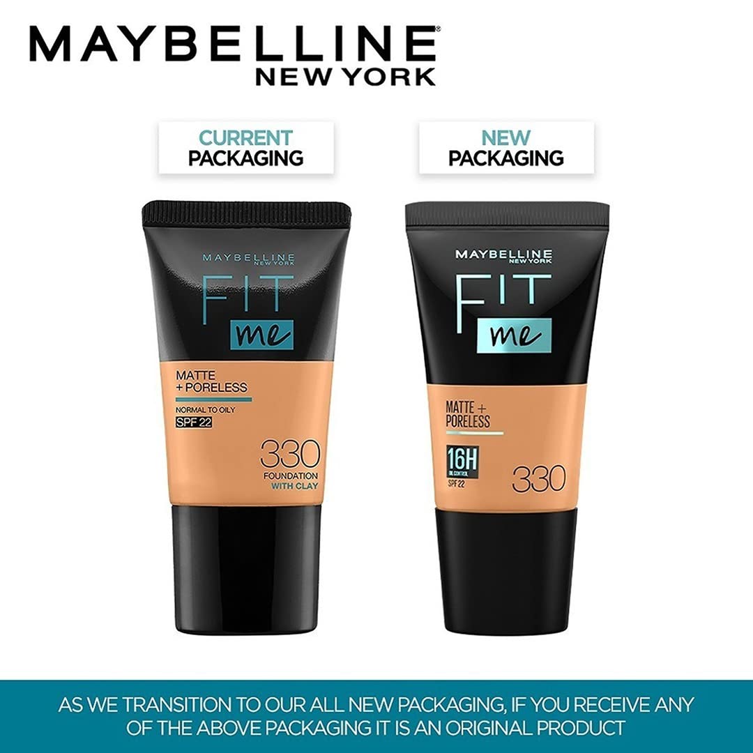 Maybelline New York Liquid Foundation, Matte & Poreless, Full Coverage Blendable Normal to Oily Skin, Fit Me, 220 Natural Beige, 18ml