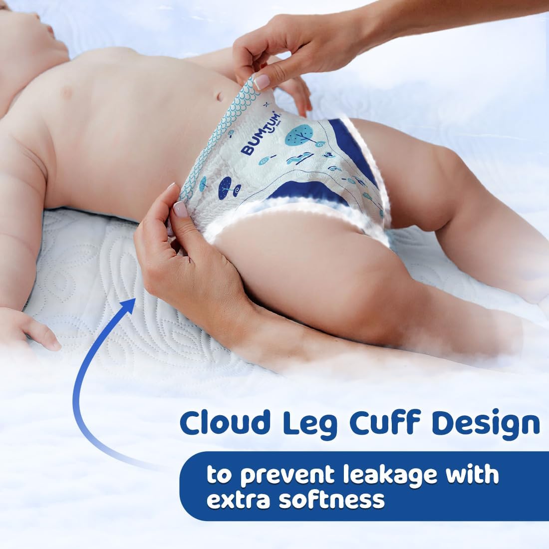 Bumtum Baby Diaper Pants, Medium Size 32 Count, Double Layer Leakage Protection Infused With Aloe Vera, Cottony Soft High Absorb Technology