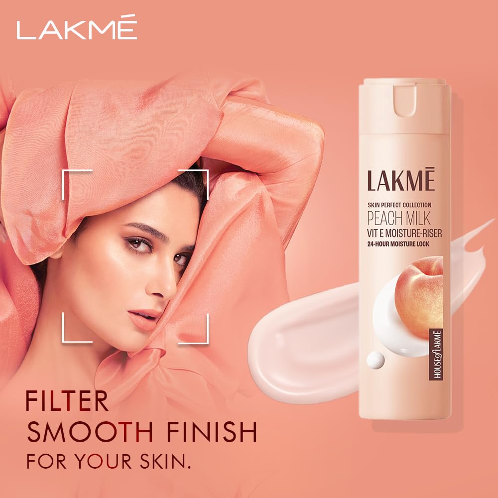 Lakme Peach Milk, Light Weight Moisturizer, 200ml, for Soft Glowing Skin, with Vitamin C, E & Peach Milk Extract, 24Hr Moisture Lock, Non-Oily, Non-Sticky Face Cream