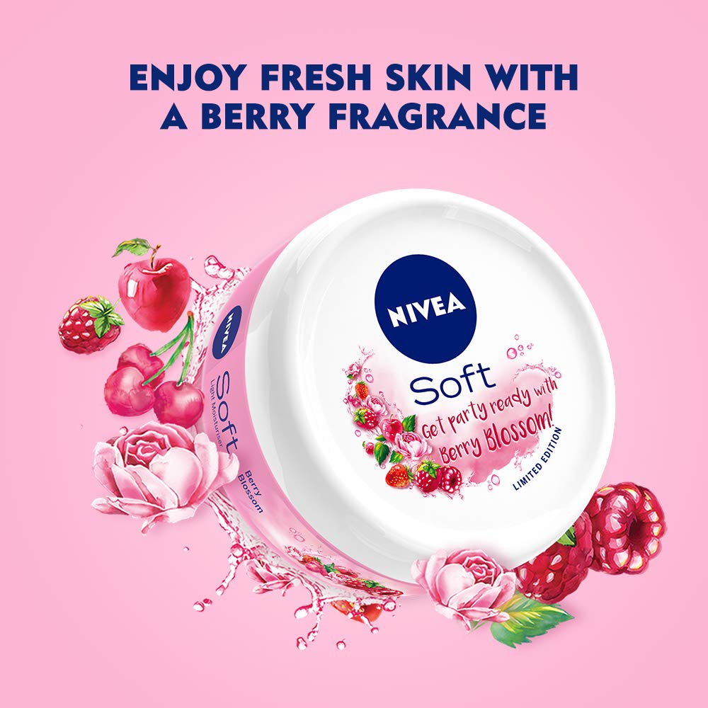NIVEA Soft Light Moisturizer, 300 ml, for Face, Hand & Body, Non-Greasy Cream with Vitamin E & Jojoba Oil for Instant Hydration