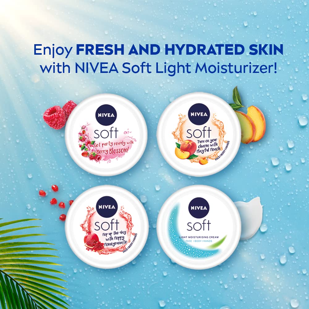 NIVEA Soft Light Moisturizer, 300 ml, for Face, Hand & Body, Non-Greasy Cream with Vitamin E & Jojoba Oil for Instant Hydration
