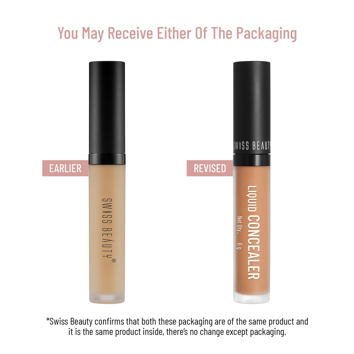 Swiss Beauty Liquid Light Weight Concealer With Full Coverage |Easily Blendable Concealer For Face Makeup With Matte Finish | Shade- Light - Moyen, 6g