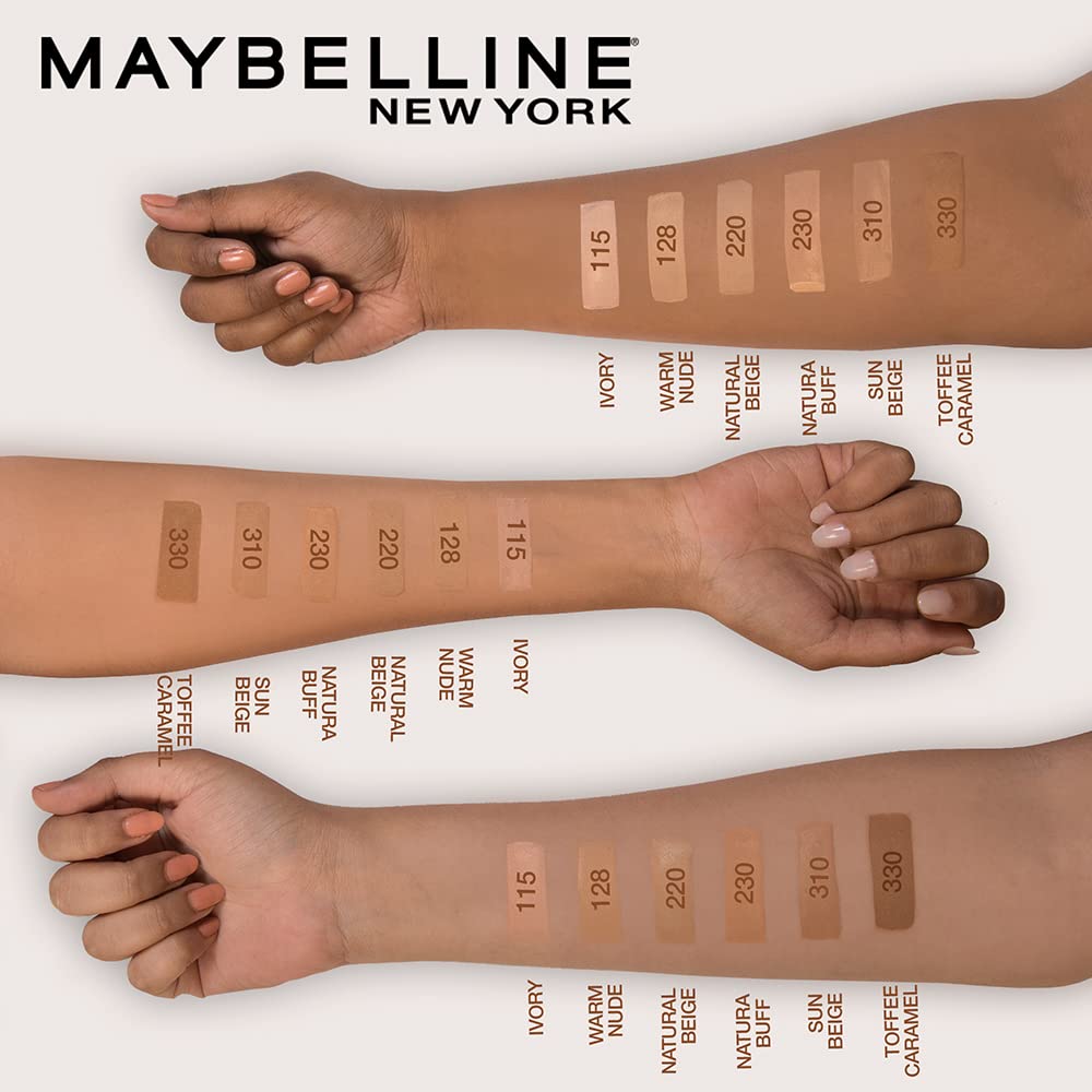 Maybelline New York Liquid Foundation, Matte & Poreless, Full Coverage Blendable Normal to Oily Skin, Fit Me, 220 Natural Beige, 18ml