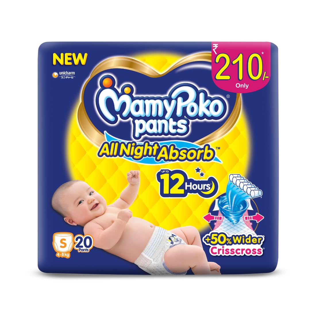 MamyPoko Pants All Night Absorb Baby Diapers, X-Large (XL), 22 Count 12-17 kg