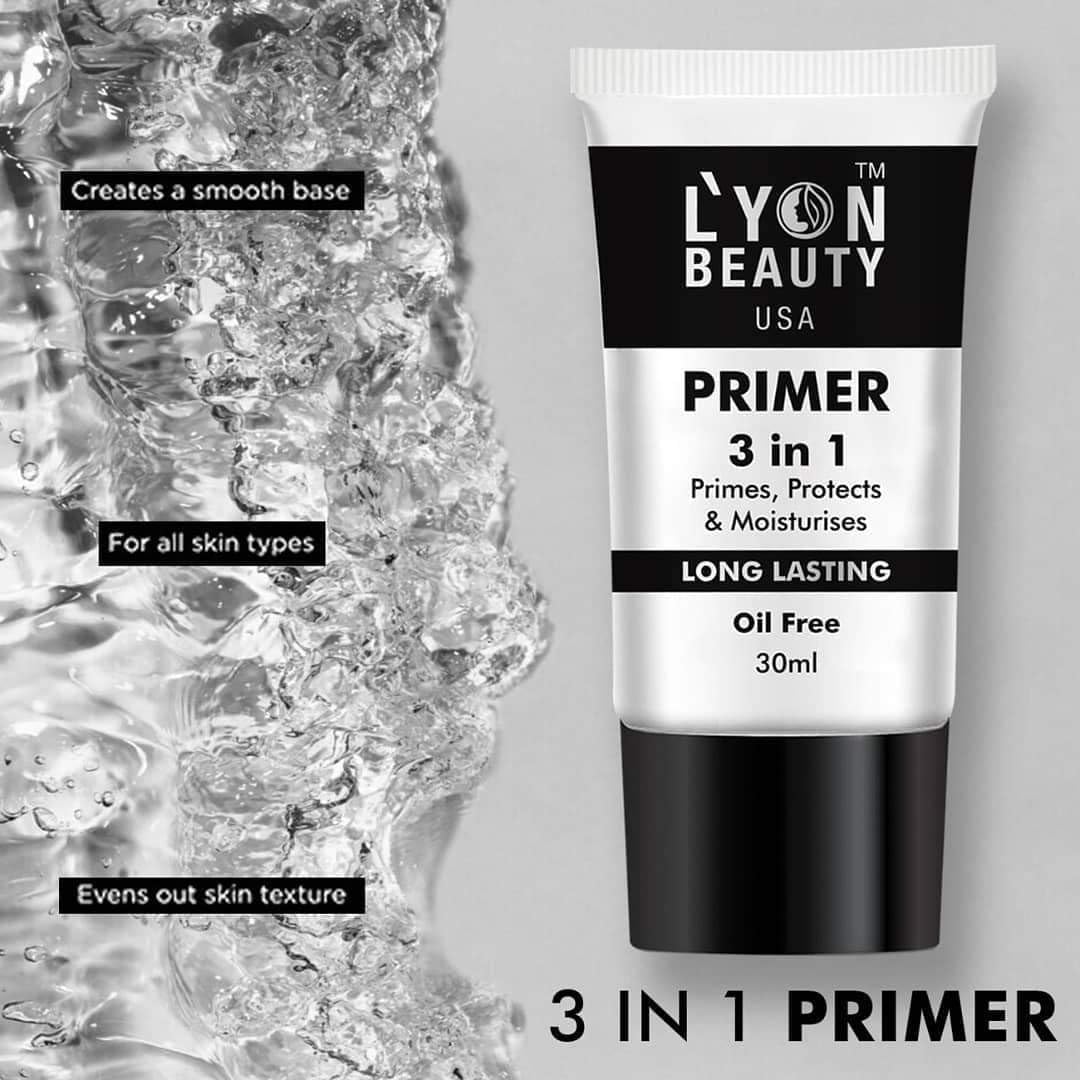 L’YON BEAUTY PRIMER 3 IN 1 | Oil Free | Long Lasting | Waterproof Primer | Protects | Moisturizes | 30 ml