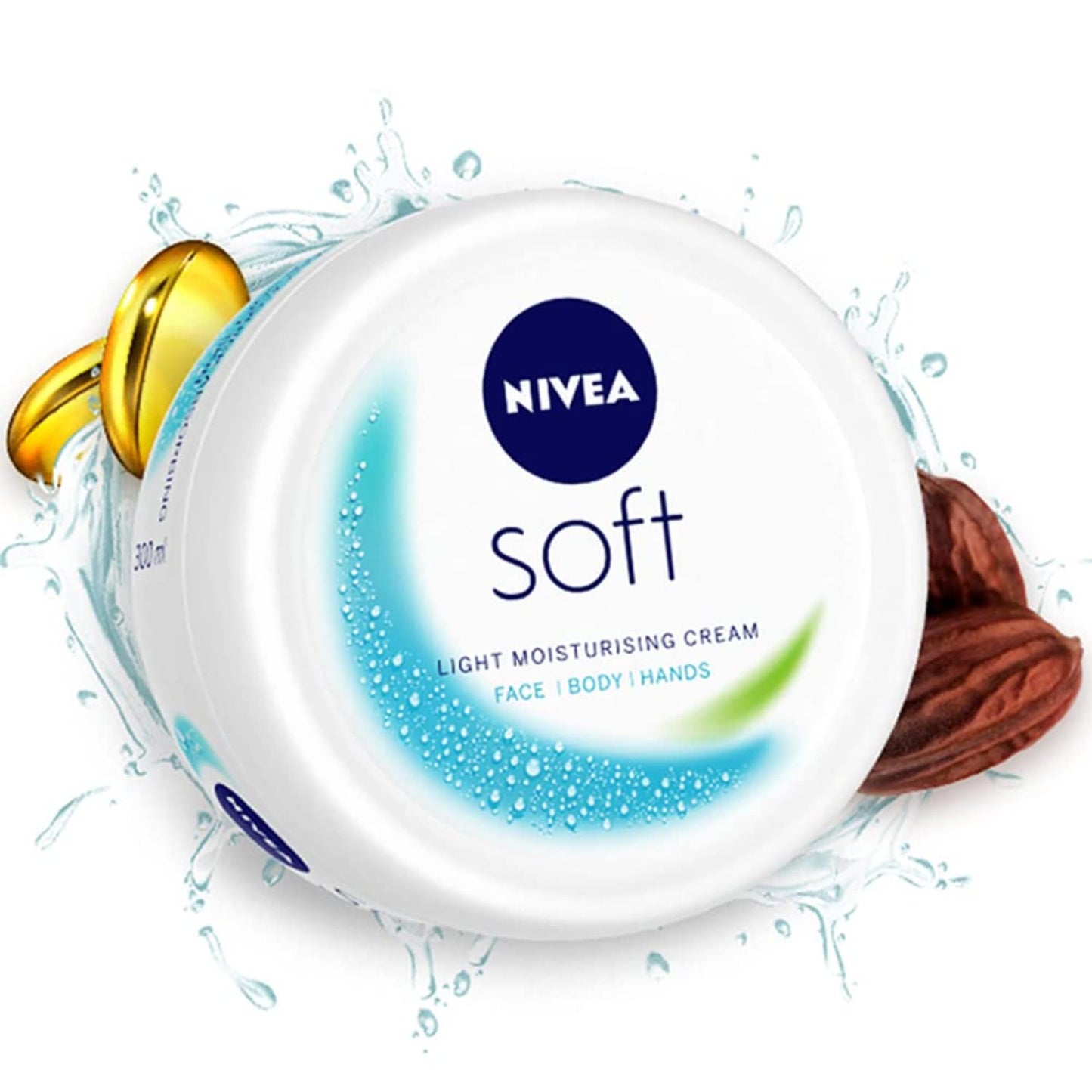 NIVEA Soft Light Moisturizer, 300 ml, for Face, Hand & Body, Non-Greasy Cream with Vitamin E & Jojoba Oil for Instant Hydration