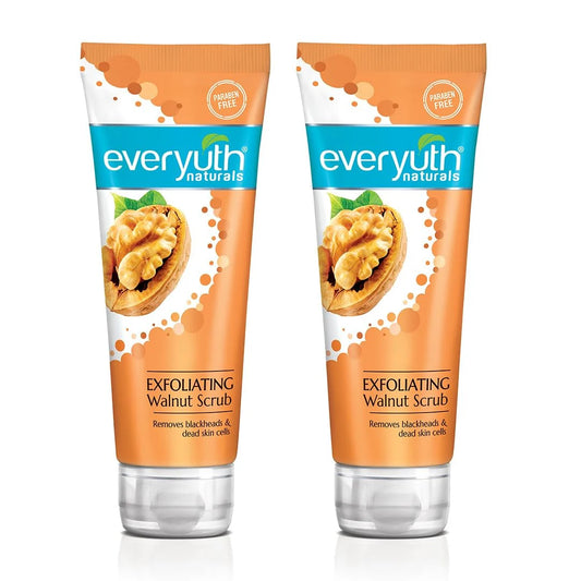 Everyuth Naturals Exfoliating Walnut Scrub Gentle Face Scrub|Paraben Free|With Walnut Shell Particles|Removes Blackhead&Dead Skin Cells|For Oily,Dry,Normal,Combination&Sensitive Skin-100Gm(Pack Of 2)