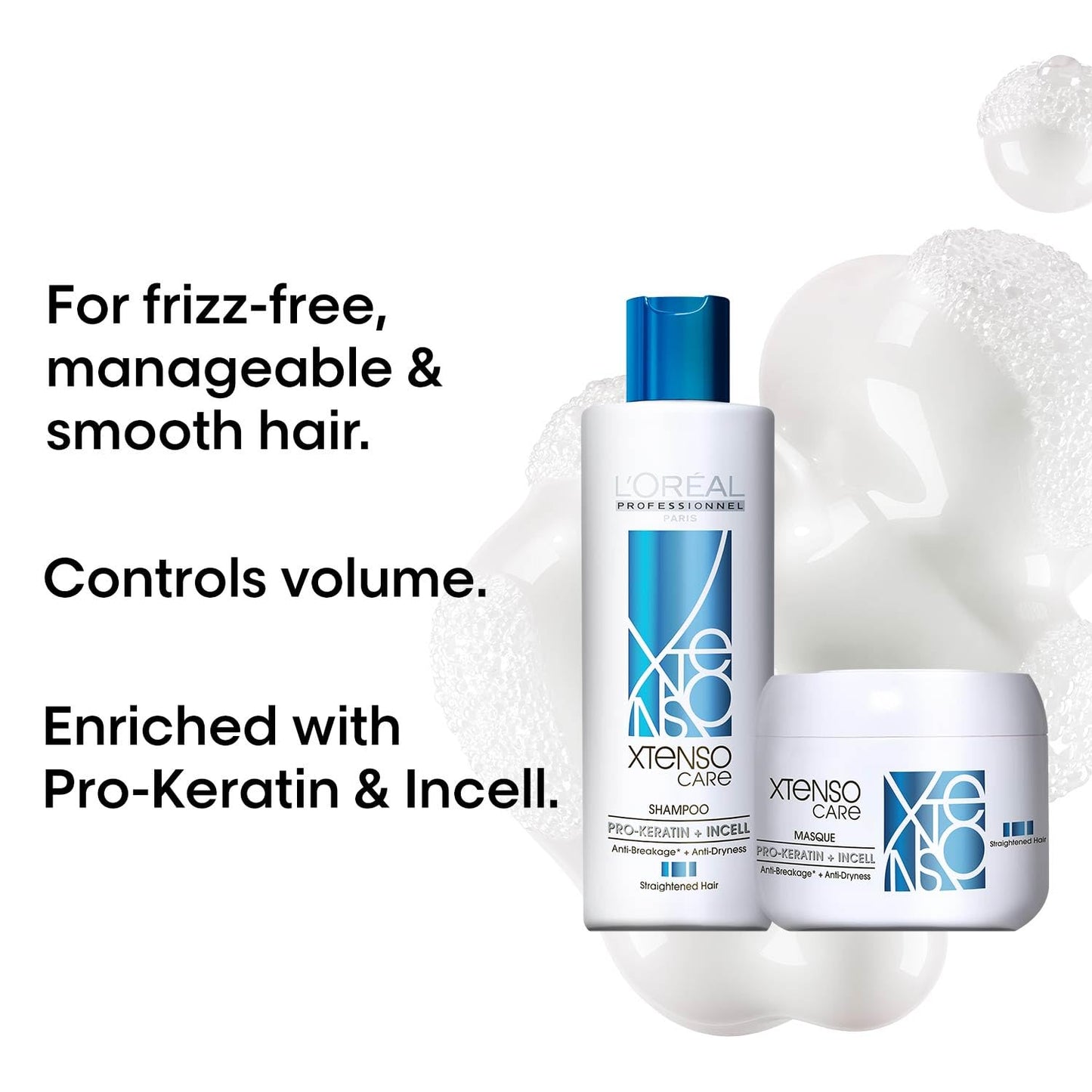L'OREAL PROFESSIONNEL PARIS Xtenso Care Shampoo For Straightened Hair, 250 Ml |Xtenso Care Mask, 196 Gm | Shampoo & Mask For Starightened Hair, Pack Of 1