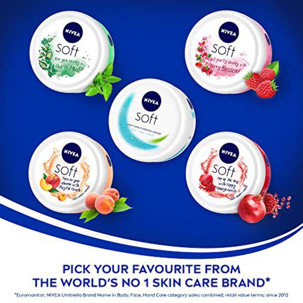 NIVEA Soft Light Moisturizer, 300 ml, for Face, Hand & Body, Non-Greasy Cream with Vitamin E & Jojoba Oil for Instant Hydration