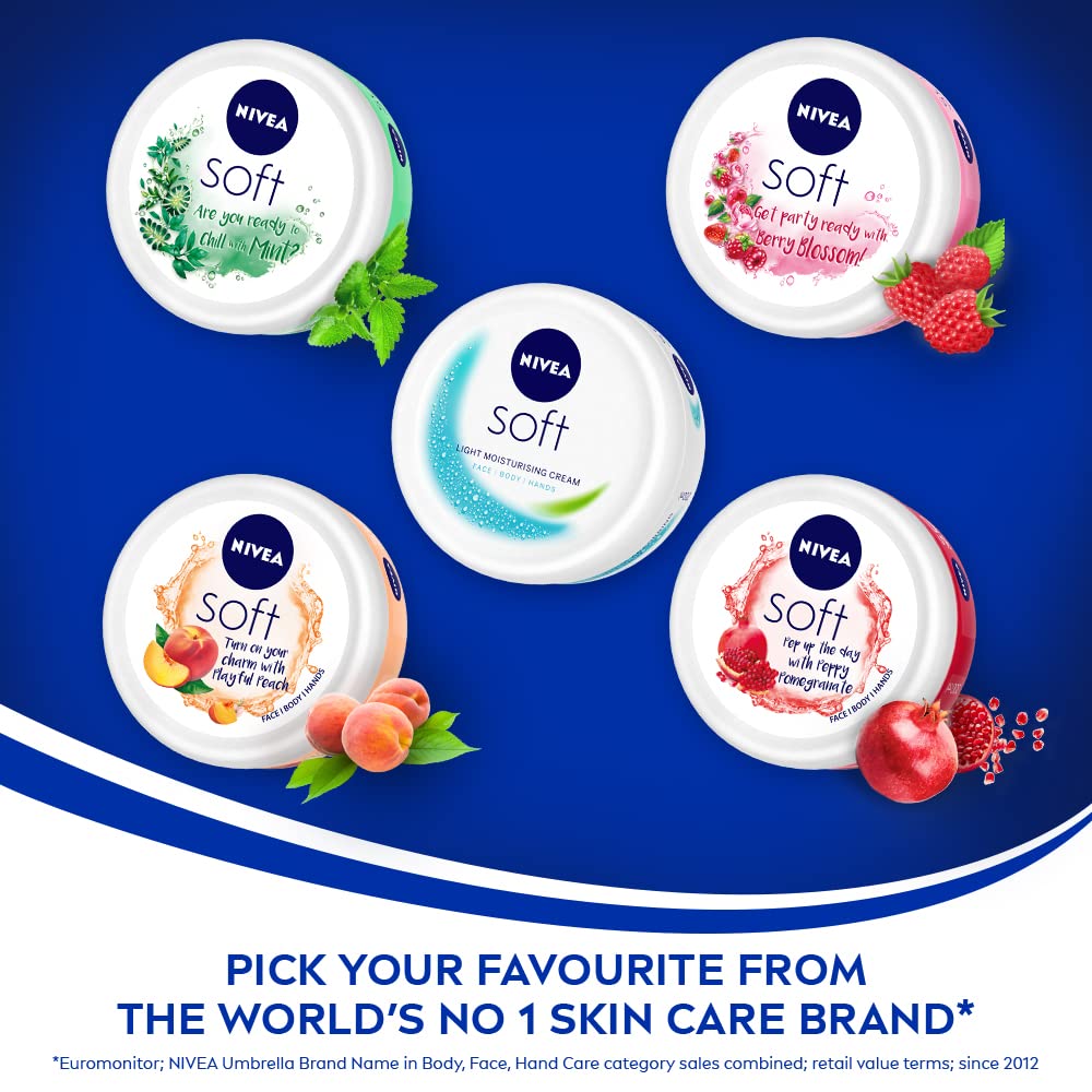 NIVEA Soft Light Moisturizer, 300 ml, for Face, Hand & Body, Non-Greasy Cream with Vitamin E & Jojoba Oil for Instant Hydration