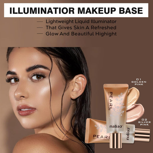 Maliao Pearl Illuminator4 Makeup Base - Bright Pearl Color for Instant Skin Brightening (SILVER PINK)